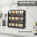 3 Tier Bamboo Spice Rack, Spice Rack Organizer, Seasoning Jars Rack Shelf Spice Organizer for Kitchen Counter or Wall Mounting, Spice Storage Holder with handles, Jars Not Included, Black