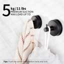 YOHOM Suction Cup Hooks Shower Towel Holder Stainless Steel Vacuum Bathroom Shower Hook Suction Towel Rack Kitchen Organizer for Bathrobe Loofah Matte Black 2Pcs