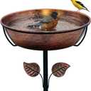 3" Deep Metal Bird Bath for Outdoors, Removable 13" Dia Bowl with Stable Upgrades Stake, Easy to Clean Birdbaths for Garden Yard Lawn Decor 1.4 Gallon