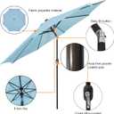Blissun 9' Outdoor Patio Umbrella, Outdoor Table Umbrella, Yard Umbrella, Market Umbrella with 8 Sturdy Ribs, Push Button Tilt and Crank, Pale Turquoise