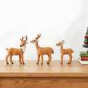 SunArtHome Reindeer Decor 3 Pcs Christmas Reindeer Decorations, Festive Holiday Decorations, Rustic Elk Ornaments, Handcrafted Tabletop Decor for Home, Office, Fireplace, Mantle (Yellow)