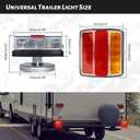 LED Magnetic Trailer Light Kit, 2PCS LED Trailer Light Universal, Direction Indicator Brake License Plate Light, IP68 Waterproof, Adsorbed Magnet, with 24ft Cable 7-pin Plug (Red Amber Lens)