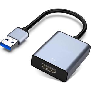 USB to HDMI Adapter, USB 3.0/2.0 to HDMI for Multiple Monitors 1080P Compatible with Windows XP/7/8/10/11, Grey