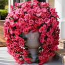 HyeFlora Artificial Flowers for Outdoors, 2pcs Faux Silk Pansies Flowers UV Resistant Fake Hanging Flower Plants for Outside Planters Porch Yard Patio Window Box (Rose)