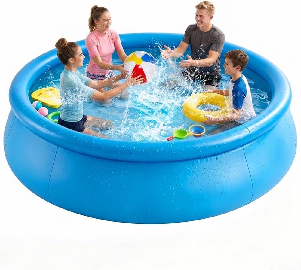10 FT x 30 in Round Inflatable Swimming Pool, Large Round Inflatable Pool for Adults Summer Water Party Backyard Outdoor Pool