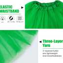 3 Piece Tulle Tutu Costume Set for Women Include Striped Knee Socks, 3 Layered Tulle Tutu Skirt, Pom Pom Headband (Adult, Green)