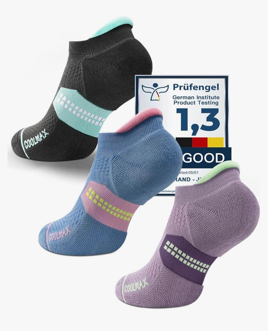 Bamboo Viscose Compression Running Tab No Show Sock Women, Wicking Cushioned AntiBlister Coolmax