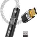 USB C to 3.5mm Audio Adapter with Dual Chip CX31993 MAX97220 DAC & HiFi Amplifier, 8-Strand 4N Single Crystal Silver-Plated Copper Cable,USBC to Headphones Aux Dongle for Android iPhone PC Mac (Black)