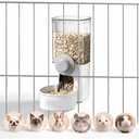 Auto Gravity Food Dispenser for Cage Hanging, 41OZ Capacity Hanging Automatic Pet Cage Feeder, Food Bowl for Cats Dogs Rabbit Ferret Chinchilla Bird Hedgehog Guinea Pig (White)