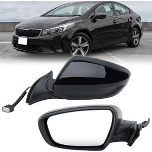 Left Driver Side Mirror Compatible with 2017 2018 Kia Forte Left Rear View Door Mirror Assembly Heated Manual Folding Power Glass Black 5 Pins 87610B0000 KI1320213