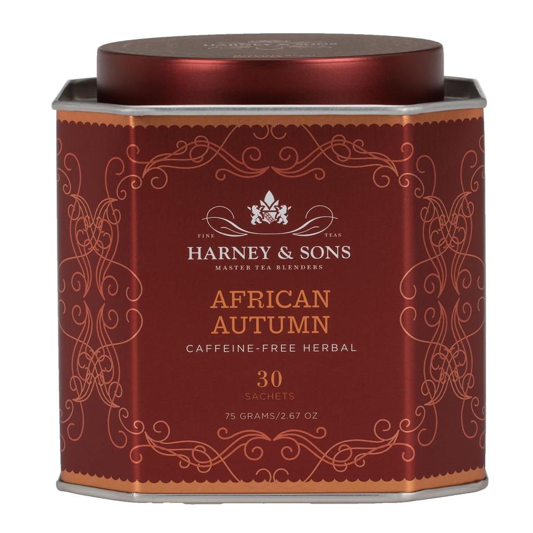 Harney & Sons African Autumn Rooibos Tea, 30 Sachets in Tin (EXP 09/11/26)