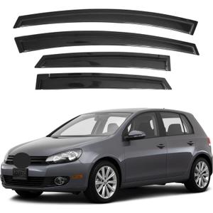 IG Window Visors Fit for 2010-2014 Volkswagen Golf, Out-Channel Rain Guards Vent Wind Deflectors 4PC, Car Accessories for 10-14 VW Golf (5-Door Only)
