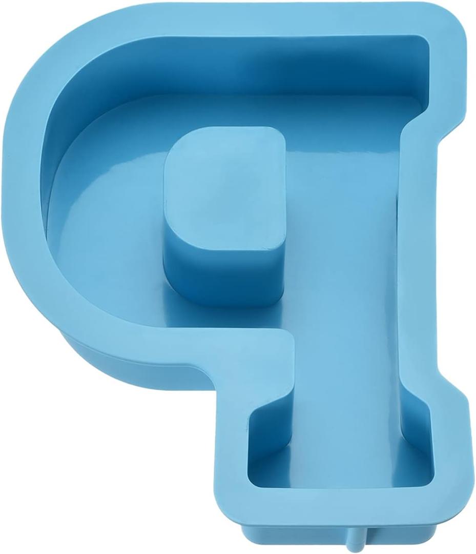 MECCANIXITY 6 Inch Giant Large 3D Alphabet Letter Mold, Silicone Resin Letter Mold for Epoxy Resin Art DIY Crafts Decoration P Blue