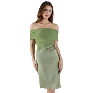 Zeflows Womens Off Shoulder Mesh Sheer See Through Bodycon Dresses Cutout Ruched Satin Sexy Y2k Beach Clubwear Dresses, Light Green-M 