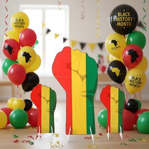 Youyole 3 Pcs Large Black History Month Party Decorations 24-36 Inch Fist Hand Shape Backdrop Stand Decor for African American Photo Booth Harriet Tubman MLK Day Party Classroom Decorations Supplies