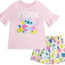 Disney Girls' 2-Piece Short Sleeve Tee and Gauze Shorts Set for Baby & Kids