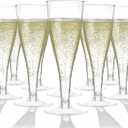 Prestee 100 Pack Clear Plastic Champagne Flutes - 4.5 oz Durable Disposable Champagne Glasses for Parties, Weddings, Toasting and Large Celebrations - Elegant Wine Glasses Stemware for Easy Cleanup, 100 Count