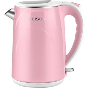 MEISON Electric Kettle, 1.5 L Double Wall Food Grade Stainless Steel Interior Water Boiler, Coffee Pot & Tea Kettle, Auto Shut-Off and Boil-Dry Protection, 1200W, (Pink)