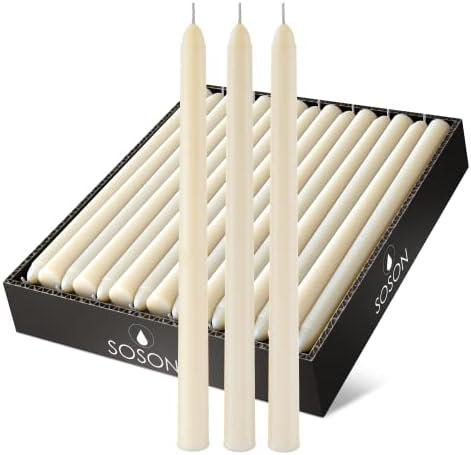 Simply Soson 12 inch Ivory Taper Candle Sticks, Set of 30 Candle Sticks, Tapered Candles, Dripless Taper Candles, Ivory Candlesticks, Tall Candles, Taper Candles Bulk