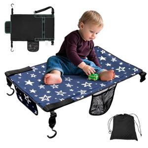 TinlyFinly Toddler Airplane Bed, Soft Airplane Seat Extender for Kids, Baby Flight Portable Hammock Bed with Fasten Hook and Insert, Airplane Travel Essentials Kids, Anti-Slip - Plain, Dark Blue