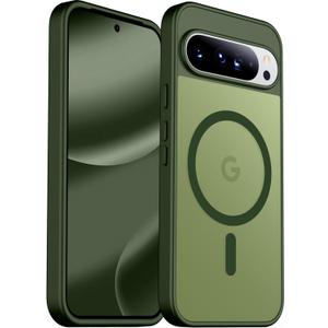 SPIDERCASE Magnetic for Google Pixel 10 Pro XL Case, Military Grade Drop Protection Slim Translucent Matte Shockproof Anti-Fingerprint Phone Case for Pixel 10 Pro XL,Green