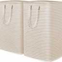 Lifewit 2 Pack Laundry Hamper Large Collapsible Laundry Baskets, Freestanding Waterproof Clothes Hamper with Easy Carry Handles in Laundry Room Bedroom Bathroom College Dorm for Adults, Beige, 2 x 80L