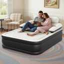 DWVO FullXL Size Air Mattress with Headboard & Cup Holders, Blow Up Bed with Built-in Pump & Carry Bag, Fast Inflation Air Bed for Home, Guests & Camping, 80" x 53" x 18", Gray