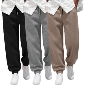 August Alley 3 Pack Mens Big and Tall Sweatpants Athletic Plus Size Joggers Lounge Drawstring Elastic Bottom Pant with Pocket (6X-Large, Black, Light Mixed Gray, Khaki)