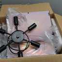 TOCHIC Black Farmhouse Chandeliers for Dining Room 28 Inch, 6-Light Rustic Tropical Sunset Palm Tree Drum Ceiling Light Fixture, Coastal Pendant Light for Bedroom, Living Room, Kitchen Island