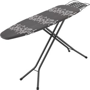 Deluxe Ironing Board with Heat Resistant Cover and Thicken Felt Pad, Safety Iron Rest, 4 Premium Steel Legs, Height Adjustable,Foldable (Gray and White Pattern)