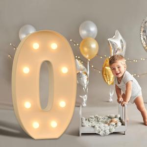 Imprsv 3FT Light Up Marquee Numbers for 50th Birthday Party Decorations, Mosaic Numbers for Balloons, Large Cardboard Number Zero Balloon Frame, Birthday Party Blocks