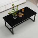 35.4" Rectangular Coffee Table for Living Room, Modern Industrial Style Coffee Table Center Table with Metal Frame for Small Space, Apartment, Office, Easy Assembly, Black