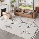 ILANGO Area Rug 8'x10' for Living Room Bedroom Machine Washable Moroccan Boho Rugs for High Traffic Area Non Slip & Non-Shedding Rugs Fade Resistant Carpet for Kitchen Office (Beige)