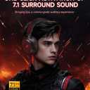 Picun G2 Wireless Gaming Headset, Over-Ear 7.1 Virtual Surround Sound, 2.4GHz/Bluetooth 5.4/Wired, 5ms Ultra-Low Latency, 100H Battery, ENC Noise-Canceling Mic, RGB, for PC PS5 PS4 Switch (BlackRed)