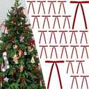 24 Pcs Velvet Christmas Tree Bows Vintage Velvet Ribbon Bows for Tree Garland Wreath Indoor Xmas Decorations (3/8'' Wide, 5 * 7 inch) (Dark Red)