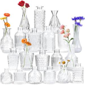 Yirilan Bud Vases Set of 20 PCS, Flower Vases for Table Centerpieces, Mini Vases for Single Stem Flowers, Glass Vases for Centerpieces, Wedding & Home Decor, Clear