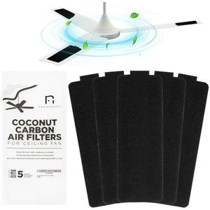 Ceiling Fan Filters for Blades – Peel & Stick Air Purifier Pads with Activated Carbon – Mess-Free, Non-Damaging Coconut Charcoal Fan Blade Filters – Universal Fit Air Filter for Ceiling Fans – 5 Pack