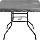 SoloToo Outdoor Square Table Cover Waterproof UV-Resistant for 32 x 32 Inch Patio Tables - Heavy Duty Weatherproof Table Top Protector with Elastic Hem (Grey)