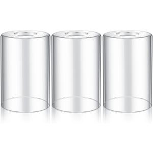 Teenyyou 3 Pcs Clear Glossy Glass Shade Replacements for Pendant Light Fixtures Glass Lamp Shade Cover, 1-5/8 Inch Fitter E26 Base, 4"w x 6"h, Replacement Lamp Globe for Chandelier Wall Sconce