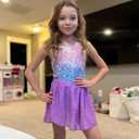 Idgreatim Girls Gymnastic Leotard Ballet Dance Dress Outfit with Removable Skirt Hair Scrunchie Combo 4-11 Years (Purple Pink)