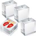 Remerry 4 Pieces 3 x 3 x 2 Acrylic Square Display Block Clear Polished Acrylic Cube Jewelry Stand Ring Showcase Display Holder Base