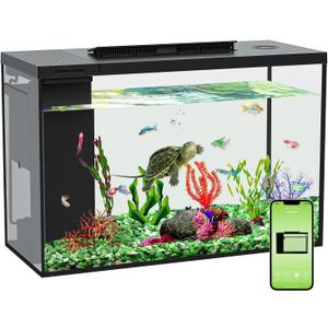 4.5 Gallon Betta Fish Tank self Cleaning, Aquarium kit Smart Aquarium That Supports Bluetooth, Small Fish Tank with Filter Light Water Pump, Fish Tank Starter Kits Fish Bowl (Aquarium)