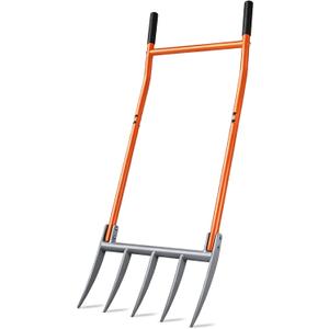 Broadfork 5-Tine Broad Fork for Gardening, Heavy Duty Broadfork Tool with 5 Sharp Tines, Ergonomic Handle, Steel,Robust Durable Garden Fork for Cultivating,Loosening Soil,Easy to Assemble