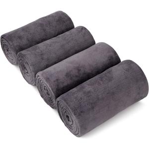 Orighty Bath Towel Pack of 4 - Soft Feel Grey Bath Towel Sets, Highly Absorbent Microfiber Towels for Body, Quick Drying, Microfiber Towels for Sport, Yoga, SPA, Fitness, (27 x 54) (4 Pack Bath Towels, Dark Grey)