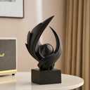 FJS Home Decor Modern Art Statue Decor, Coffee Table Bookshelf Shelf Decor Accents, Abstract Swirl-Shaped Sculpture Decorations for Dining Room Living Room Office (Black)