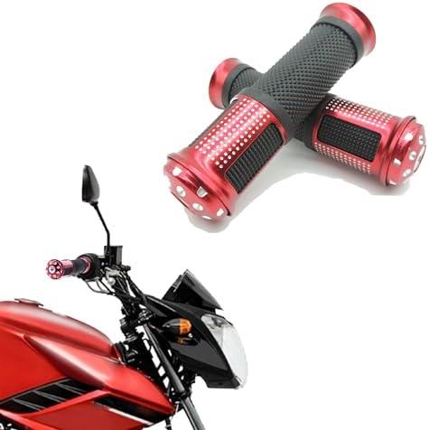 HiSport 7/8" 22mm Universal Motorcycle Handlebar Grips Motorcycle Hand Grips Non-Slip - Compatible with Chopper Cruiser Bike Street Bike Dirt Bike,2PCs,RED