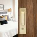 Pocket Door Lock with Key Privacy Pocket Door Handle Hardware with Lock for Bathroom Bedroom Invisible Rectangular Edge Pull Furniture Hardware(Brushed Gold, 7 Inch)