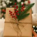 Norme 40 Pcs Christmas Floral Picks Christmas Greenery for DIY Gift Wrapping Plants Red Berry Pine Branches Artificial Picks and Sprays Stems Pine Sprigs for Crafts Wreath Garland Decor(Elegant Style)