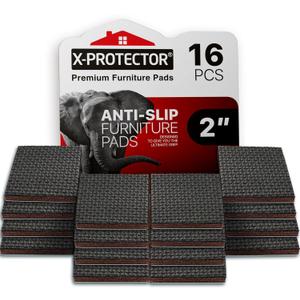 X-PROTECTOR Non Slip Furniture Pads - 16 Premium Furniture Grippers 2"! Self-Adhesive Rubber Feet Furniture Feet - Ideal Non Skid Furniture Pad Floor Protectors - Keep Furniture in Place!