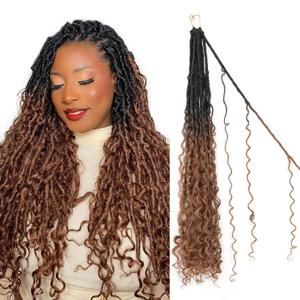 Goddess Locs Crochet Hair 24inch 9 Packs 1B30 Boho Faux Locs Crochet Hair with Curly Ends Pre Looped Bohemian Locs for Women